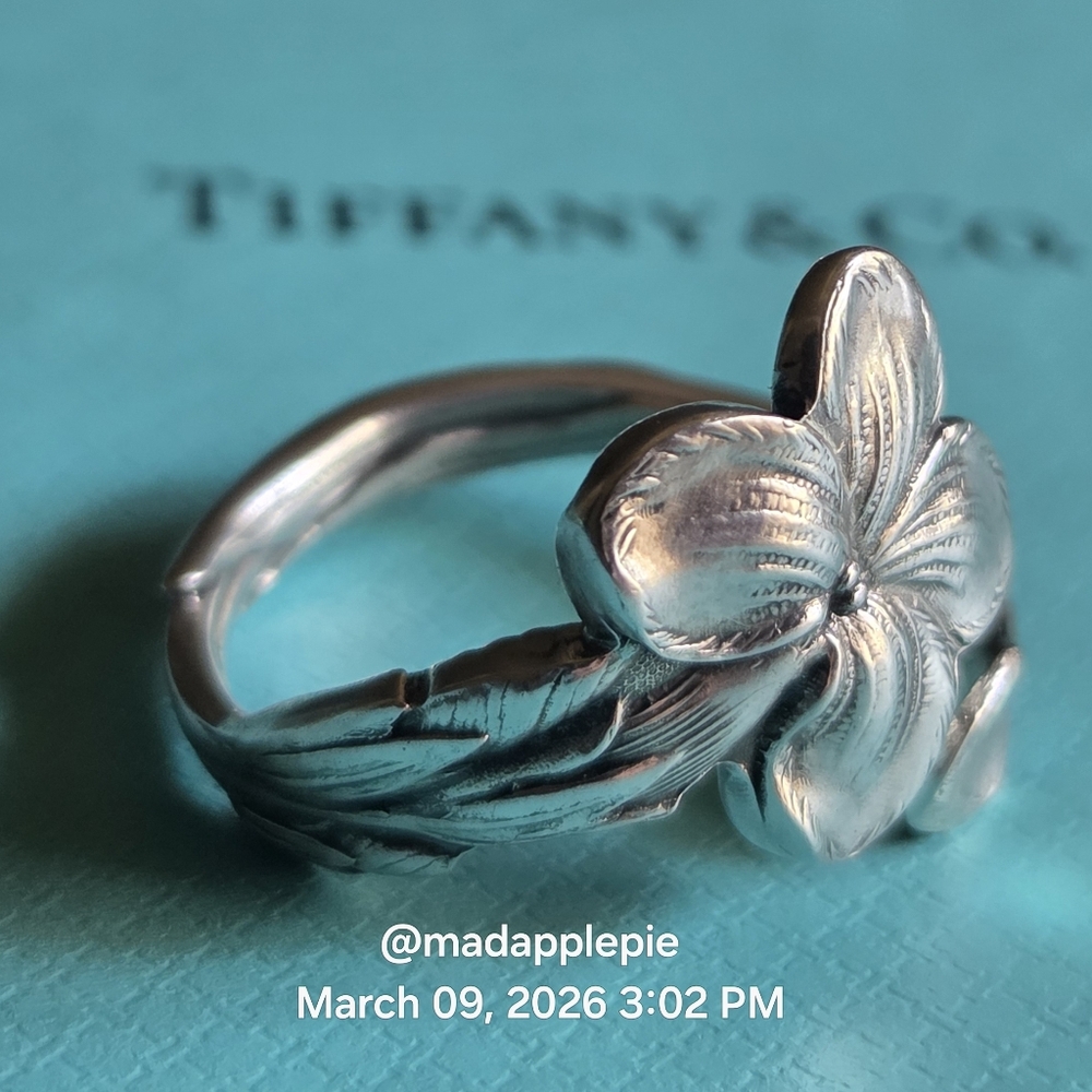 1885 Tiffany & Co. Gentian Spoon Ring Sterling Silver Designer Luxury  #59 - Picture 2 of 15